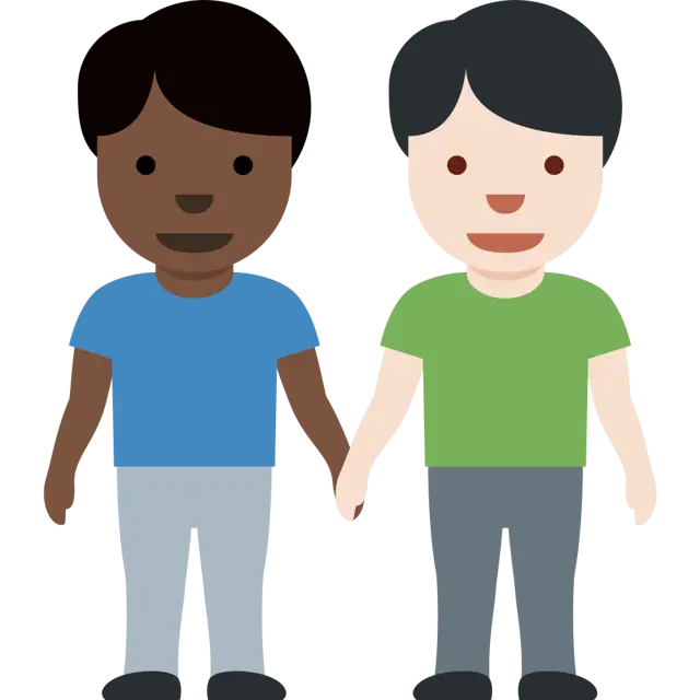 Men Holding Hands: Dark Skin Tone, Light Skin Tone