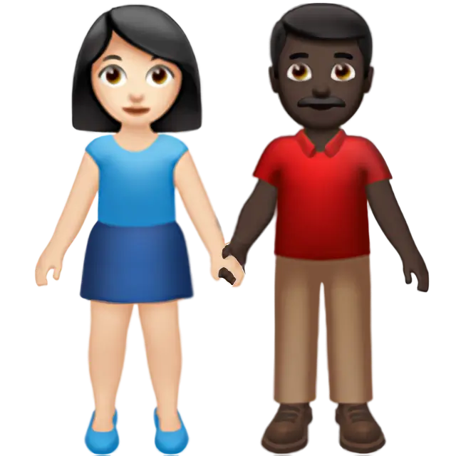 Woman and Man Holding Hands: Light Skin Tone, Dark Skin Tone