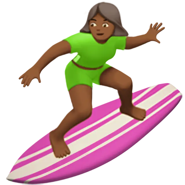 Woman Surfing: Medium-Dark Skin Tone