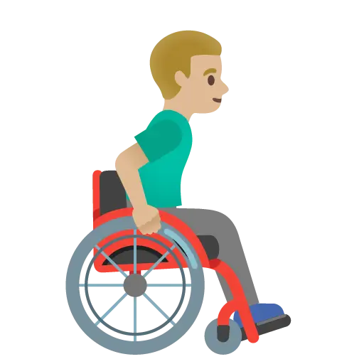 Man in Manual Wheelchair Facing Right: Medium-Light Skin Tone