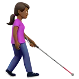 Woman with White Cane Facing Right: Medium-Dark Skin Tone