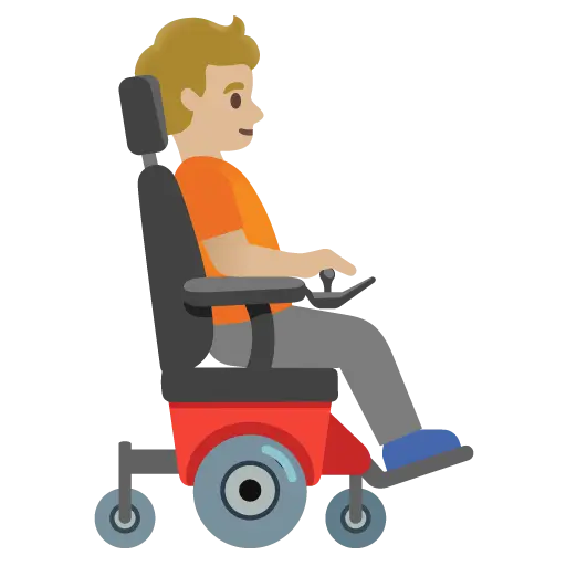 Person in Motorized Wheelchair Facing Right: Medium-Light Skin Tone