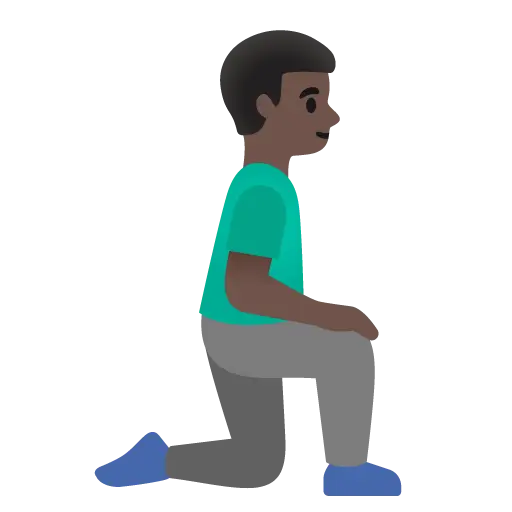 Man Kneeling Facing Right: Dark Skin Tone