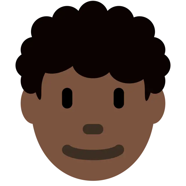 Man: Dark Skin Tone, Curly Hair