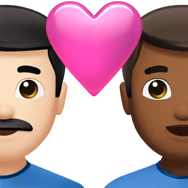 Couple with Heart: Man, Man, Light Skin Tone, Medium-Dark Skin Tone