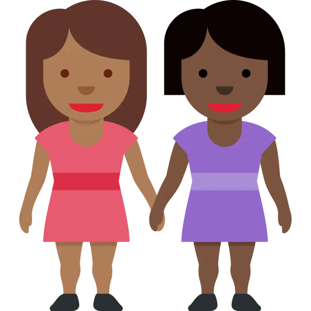 Women Holding Hands: Medium-Dark Skin Tone, Dark Skin Tone