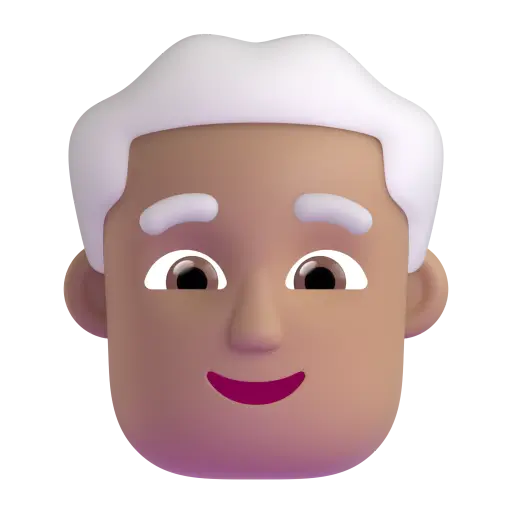 Man: Medium Skin Tone, White Hair