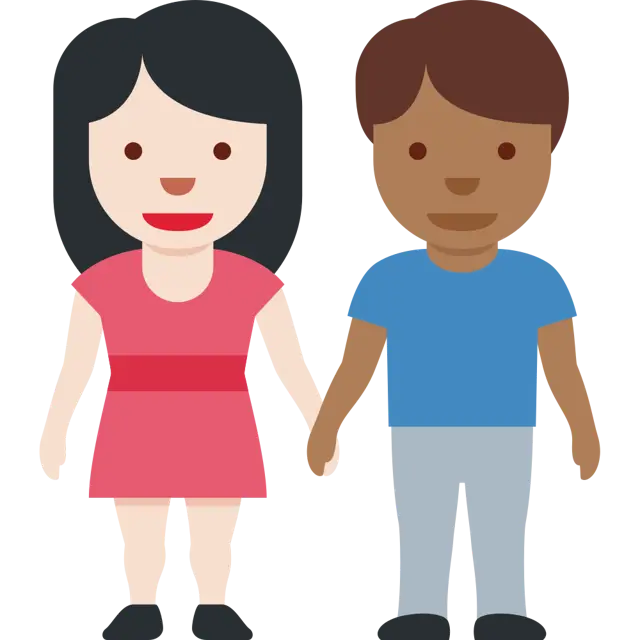 Woman And Man Holding Hands: Light Skin Tone, Medium-Dark Skin Tone