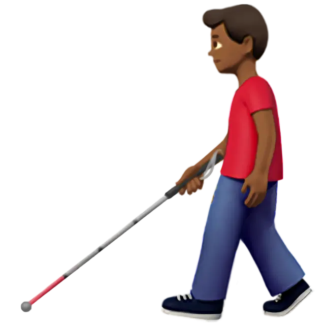 Man with White Cane: Medium-Dark Skin Tone