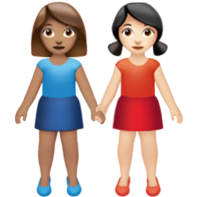 Women Holding Hands: Medium Skin Tone, Light Skin Tone