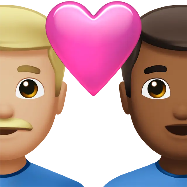 Couple with Heart: Man, Man, Medium-Light Skin Tone, Medium-Dark Skin Tone