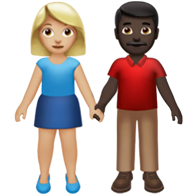 Woman and Man Holding Hands: Medium-Light Skin Tone, Dark Skin Tone