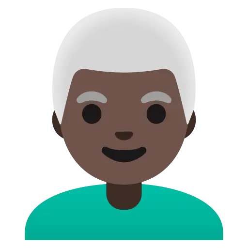 Man: Dark Skin Tone, White Hair