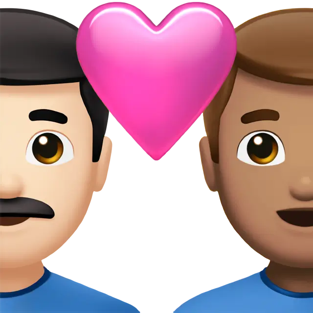 Couple with Heart: Man, Man, Light Skin Tone, Medium Skin Tone