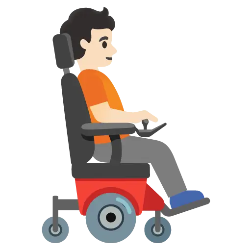 Person in Motorized Wheelchair Facing Right: Light Skin Tone