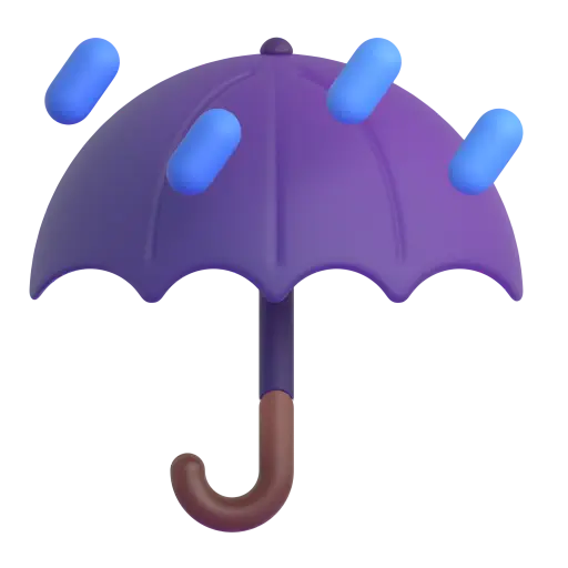 Paraguas con gotas de lluvia