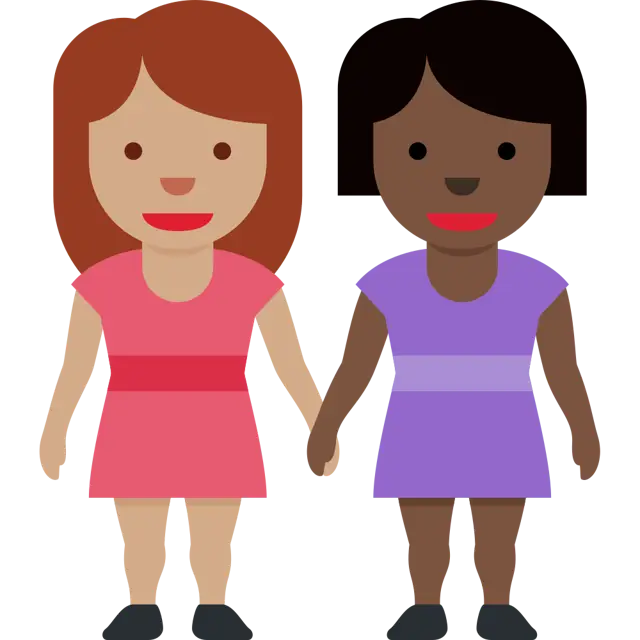 Women Holding Hands: Medium Skin Tone, Dark Skin Tone