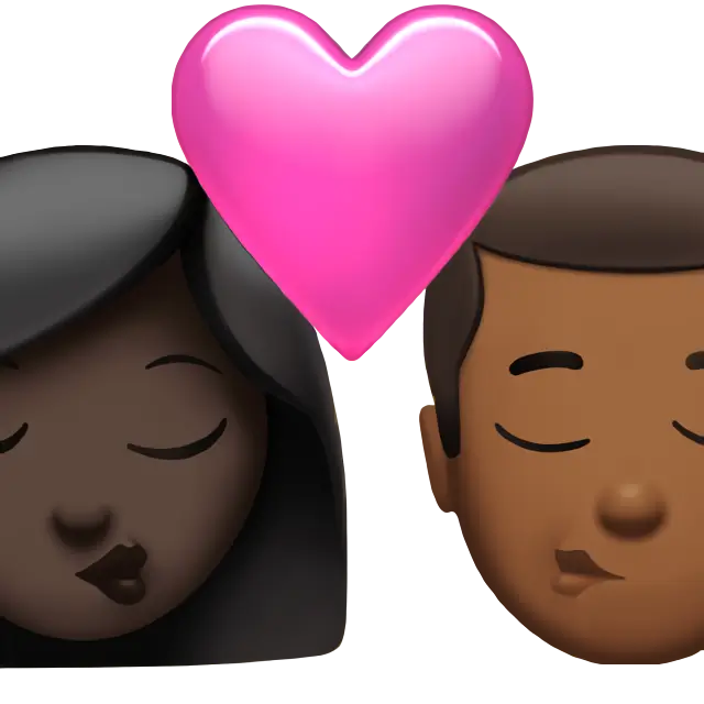 Kiss: Woman, Man, Dark Skin Tone, Medium-Dark Skin Tone