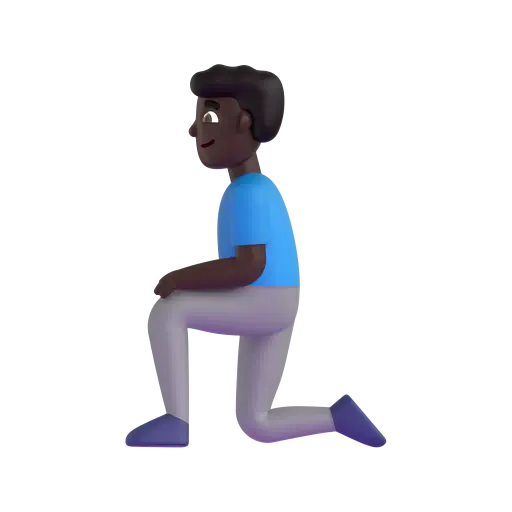 Man Kneeling: Dark Skin Tone