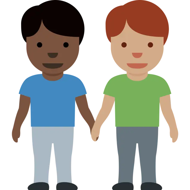 Men Holding Hands: Dark Skin Tone, Medium Skin Tone