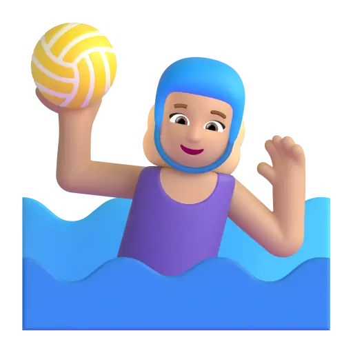 Woman Playing Water Polo: Medium-Light Skin Tone