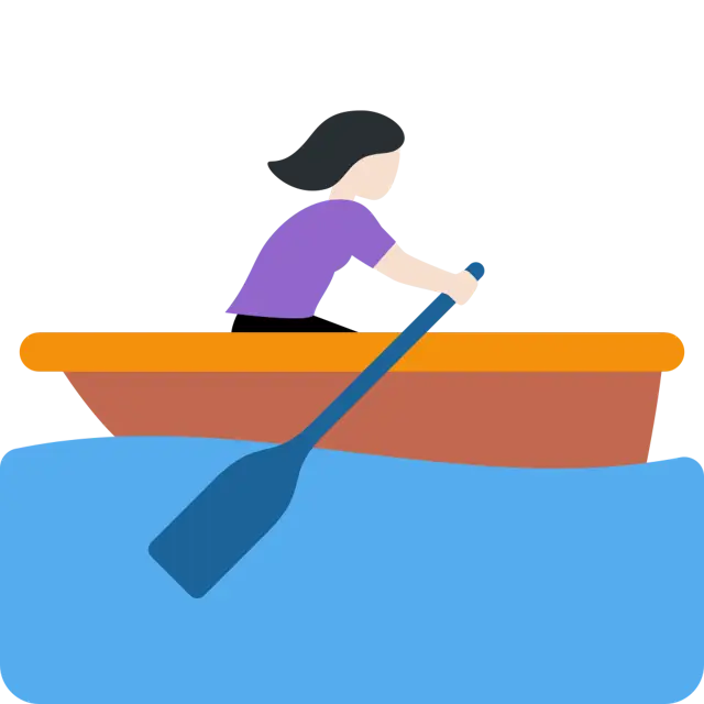 Woman Rowing Boat: Light Skin Tone