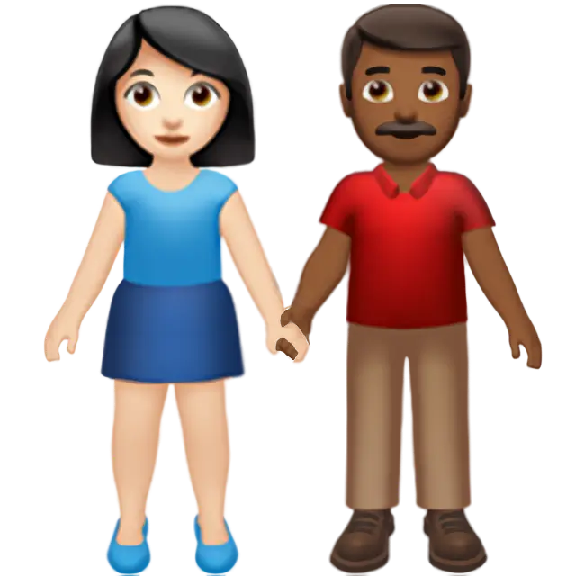 Woman and Man Holding Hands: Light Skin Tone, Medium-Dark Skin Tone