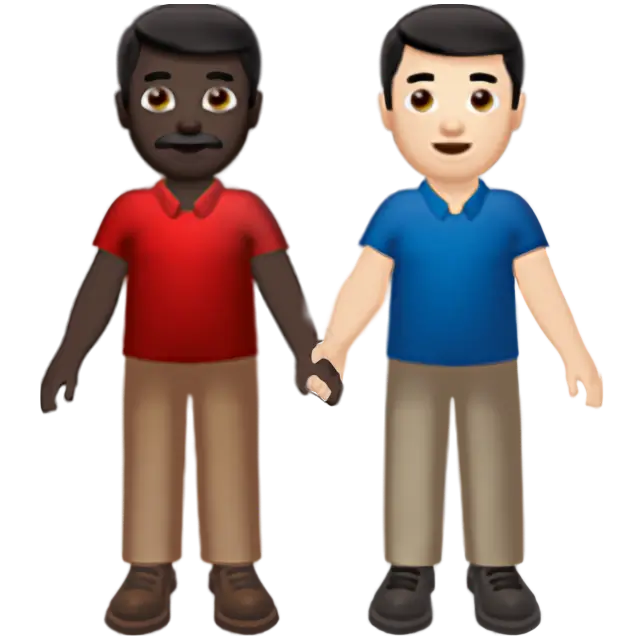 Men Holding Hands: Dark Skin Tone, Light Skin Tone