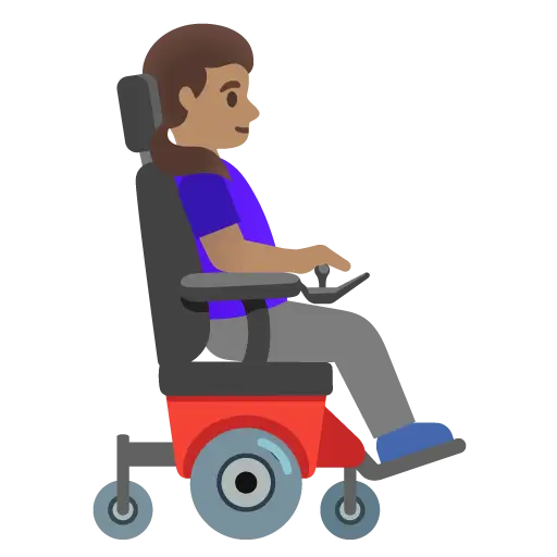 Woman in Motorized Wheelchair Facing Right: Medium Skin Tone