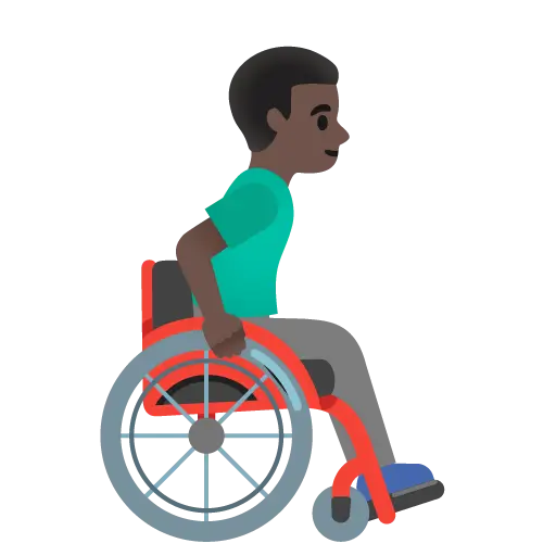 Man in Manual Wheelchair Facing Right: Dark Skin Tone