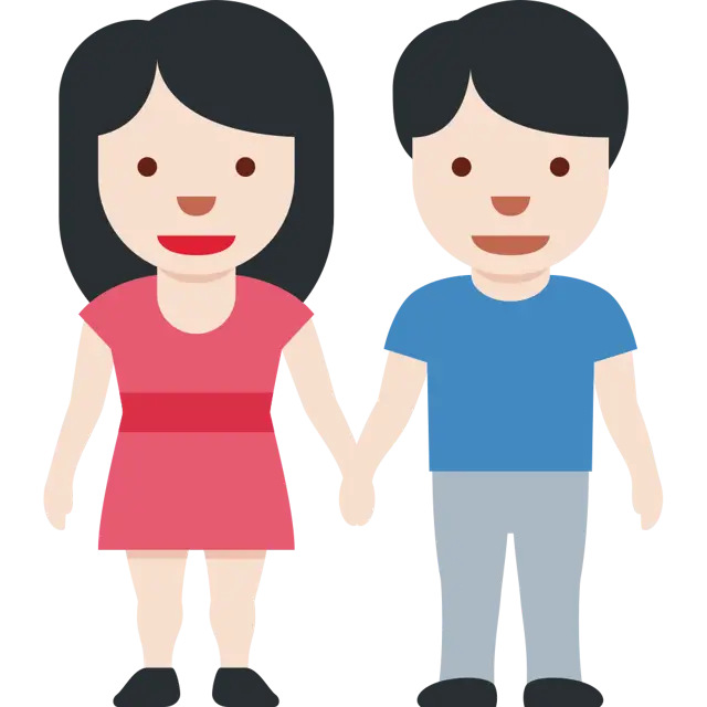 Woman And Man Holding Hands: Light Skin Tone