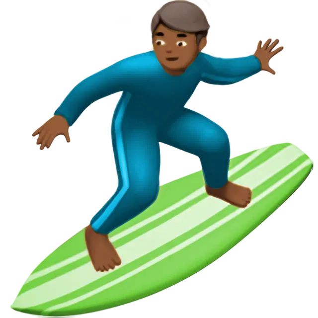 Man Surfing: Medium-Dark Skin Tone