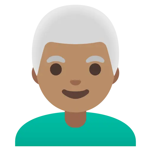 Man: Medium Skin Tone, White Hair