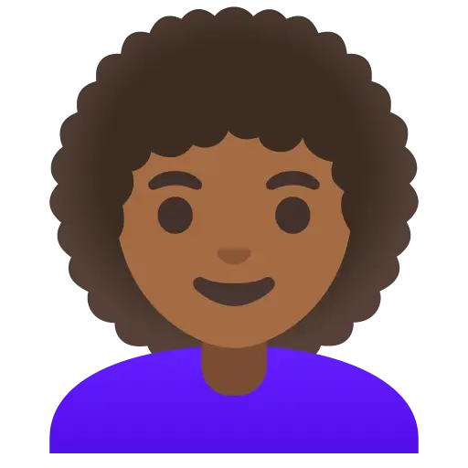 Woman: Medium-Dark Skin Tone, Curly Hair