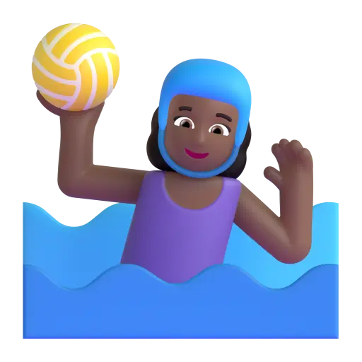 Woman Playing Water Polo: Medium-Dark Skin Tone