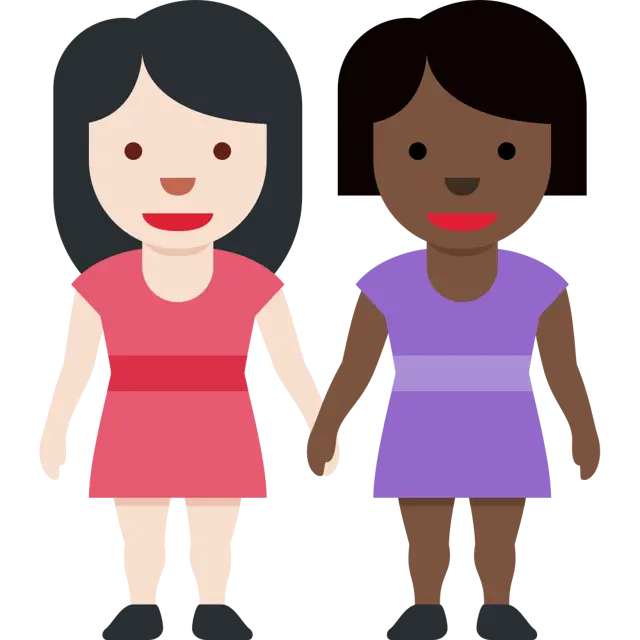 Women Holding Hands: Light Skin Tone, Dark Skin Tone