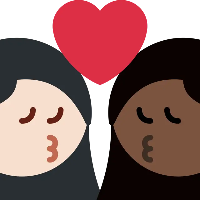 Kiss: Woman, Woman, Light Skin Tone, Dark Skin Tone