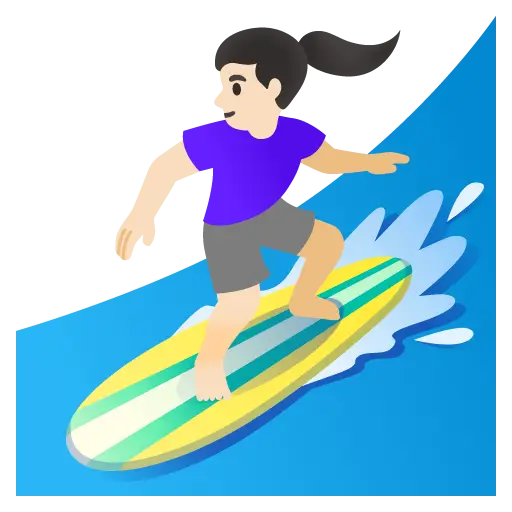 Woman Surfing: Light Skin Tone