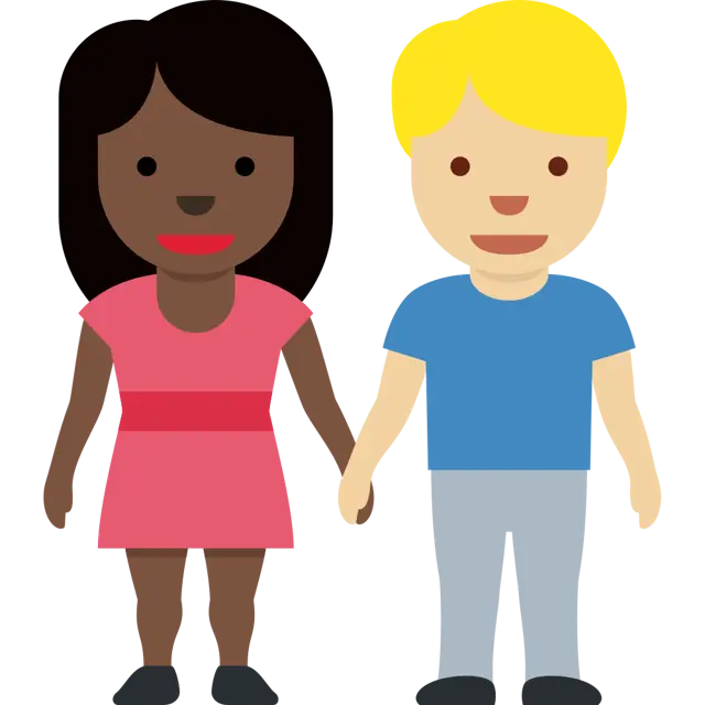 Woman And Man Holding Hands: Dark Skin Tone, Medium-Light Skin Tone