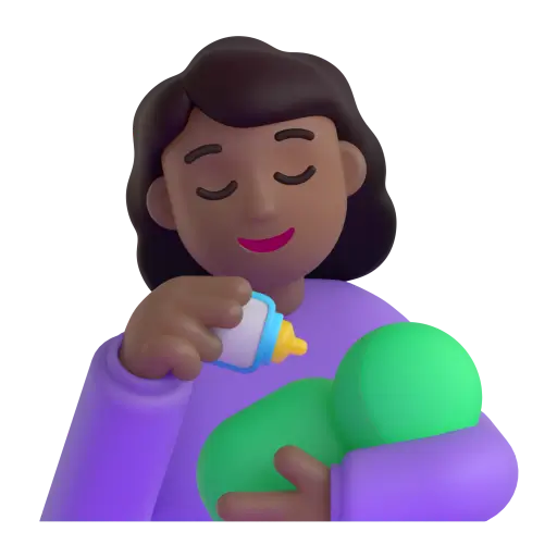 Woman Feeding Baby: Medium-Dark Skin Tone