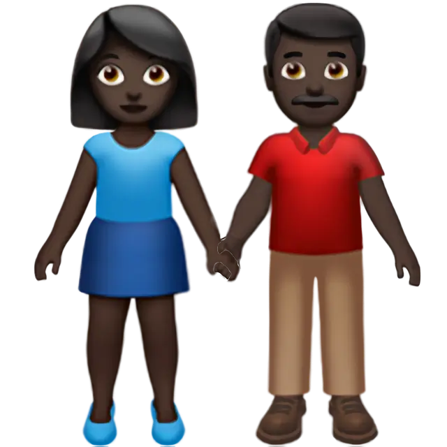 Woman and Man Holding Hands: Dark Skin Tone