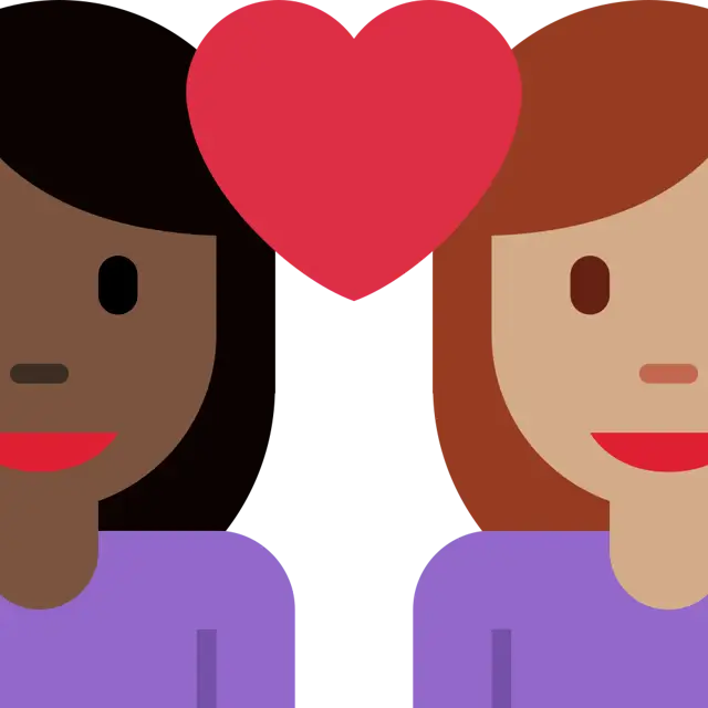 Couple With Heart: Woman, Woman, Dark Skin Tone, Medium Skin Tone