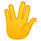 Raised Hand with Part Between Middle and Ring Fingers
