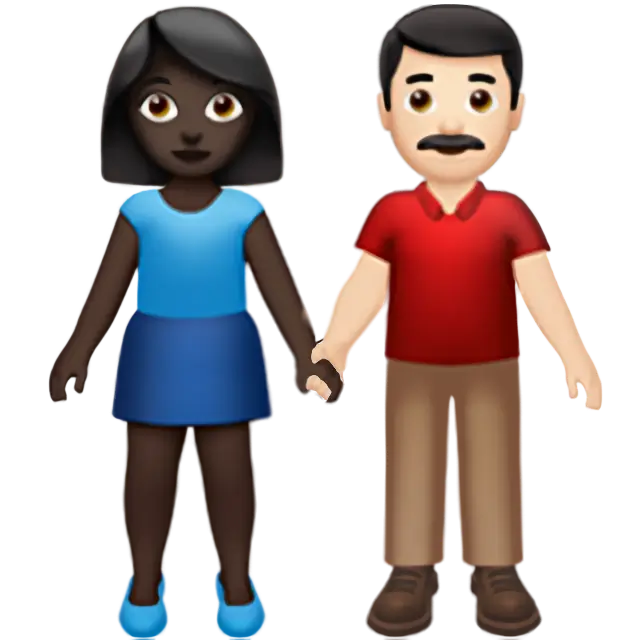 Woman and Man Holding Hands: Dark Skin Tone, Light Skin Tone