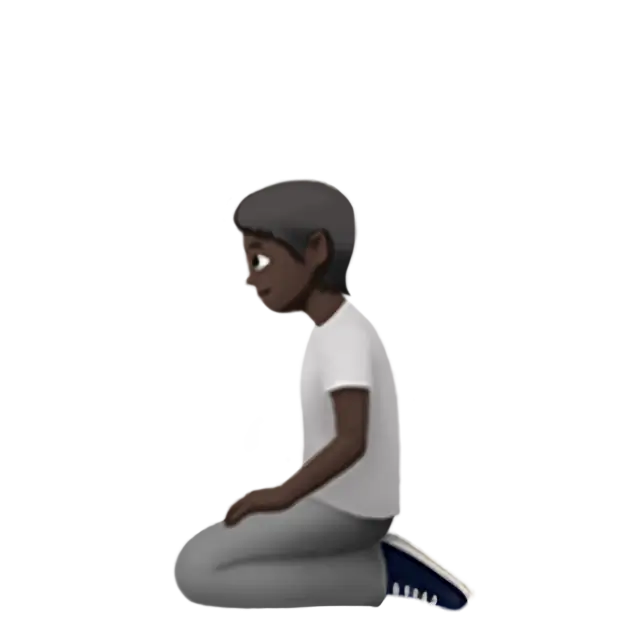 Person Kneeling: Dark Skin Tone