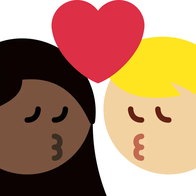 Kiss: Woman, Man, Dark Skin Tone, Medium-Light Skin Tone