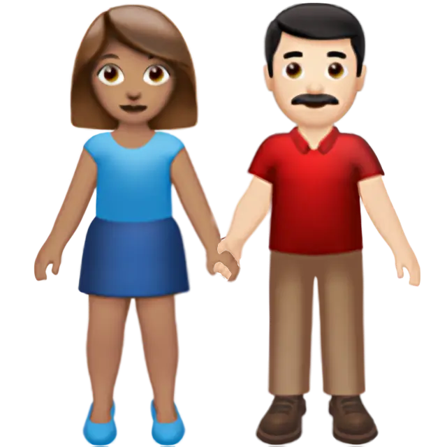 Woman and Man Holding Hands: Medium Skin Tone, Light Skin Tone