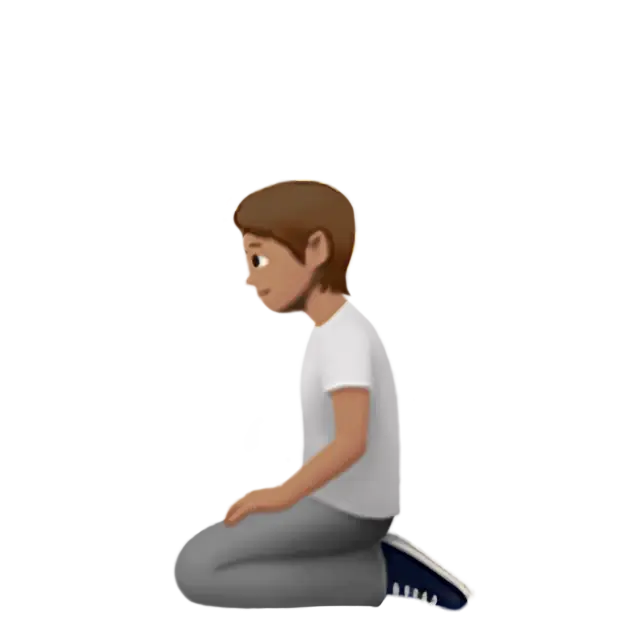 Person Kneeling: Medium Skin Tone