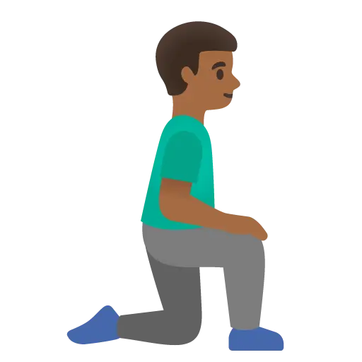 Man Kneeling Facing Right: Medium-Dark Skin Tone