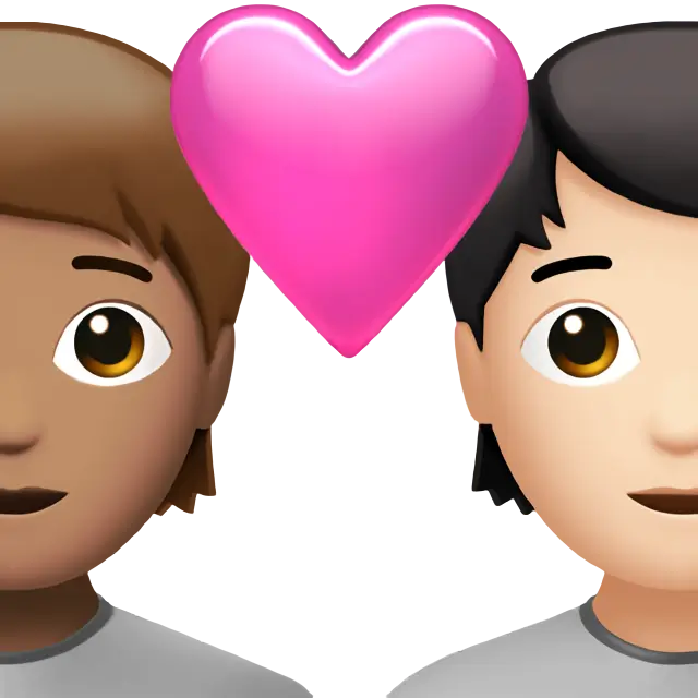 Couple with Heart: Person, Person, Medium Skin Tone, Light Skin Tone